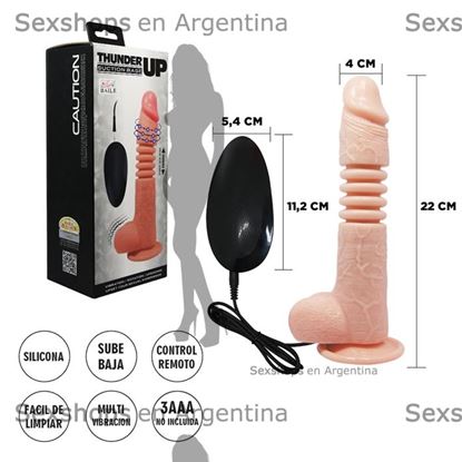 Dildo con sopapa, vibracion y funcion de empuje